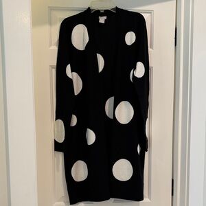 Chicos Black and White Polka Dot Women's long cardigan.